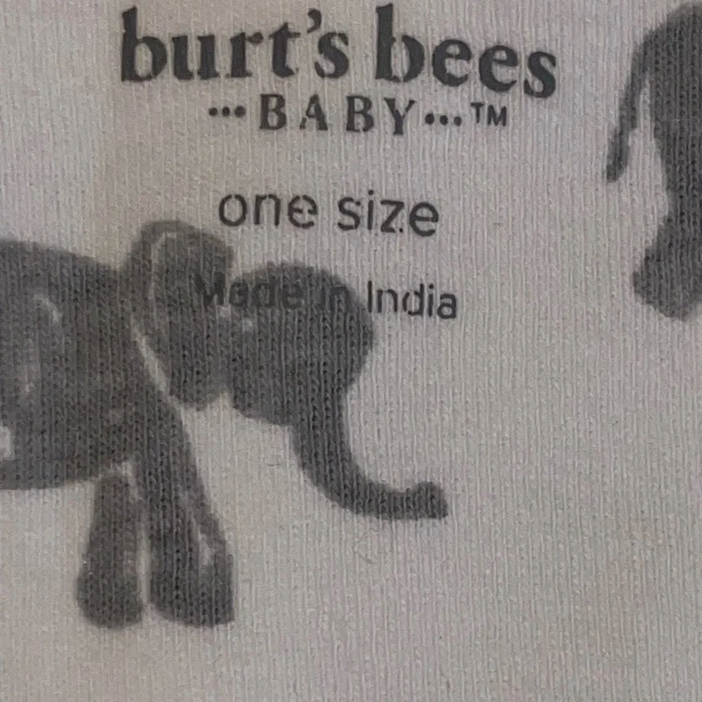 Burt's Bees Baby Gray Elephant Print Muslin Burp Cloth